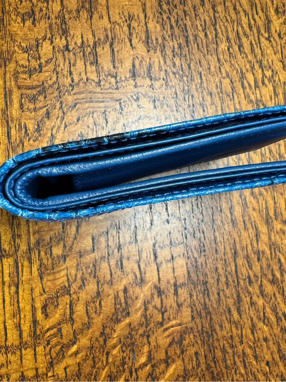 Gucci Blue Python Snakeskin Bi-Fold Card Wallet w/COA and box